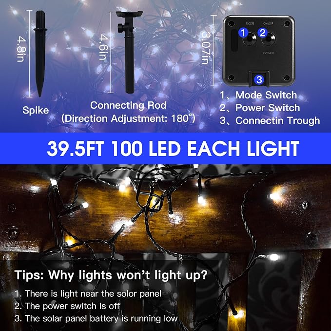 Vimorg Solar String Lights Outdoor, 2 Pack 79FT 200 LED Waterproof Solar - Image 6