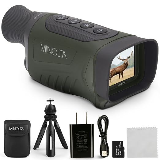 Minolta 6x25 Digital Night Vision Monocular w/Built-in 4K HD Video Camera by Minolta