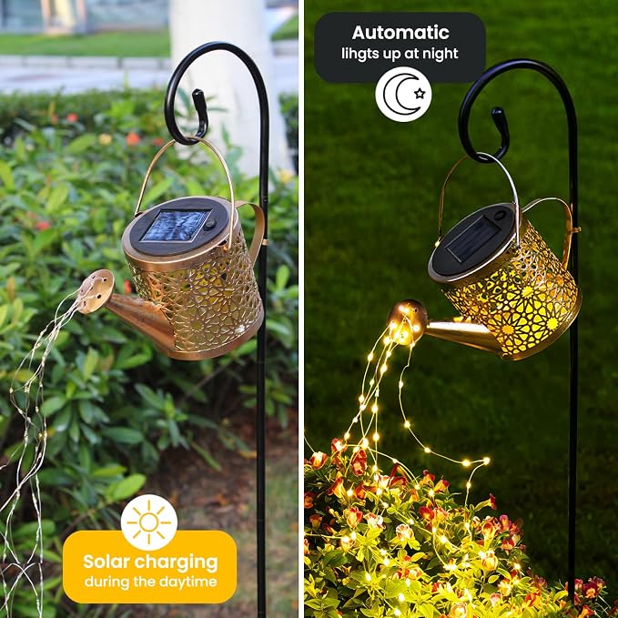 X-PREK Solar Garden Lights Outdoor Lanterns Decoration, Metal Solar Watering - Image 4