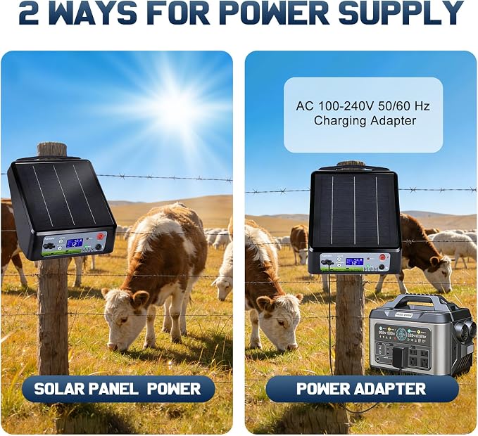 20 Miles Solar Electric Fence Charger, Adjustable Output Voltage: 6/8/10/12kV - Image 4