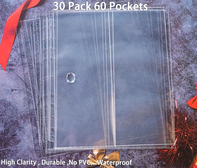 30 Pack 60 Pockets 4.5x11” Folded Map Sleeves, Ultra-Clear Brochure Organizer - Image 2