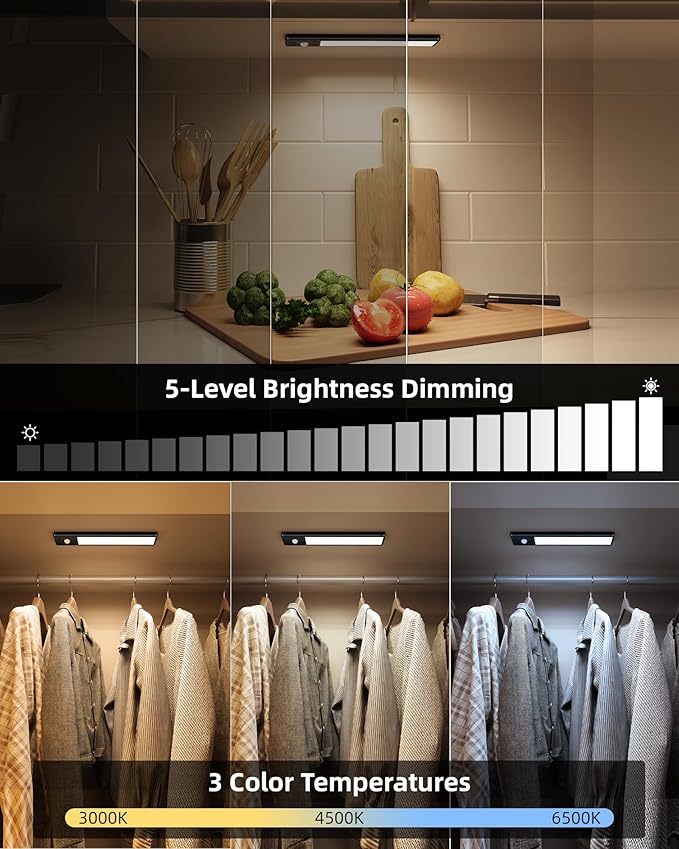 EZVALO 8" Under Cabinet Lighting, 2400mAh USB-C Rechargeable Motion Sensor Light - Image 4