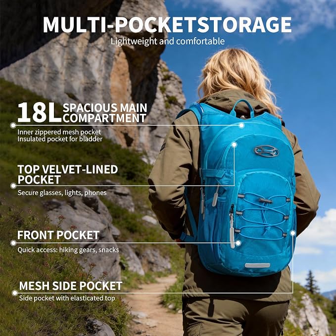 KABAQOO Hydration Backpack, 18L Multipurpose Hiking Backpack - Image 2