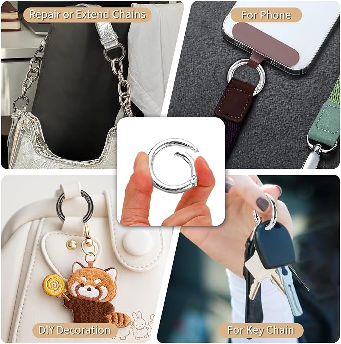 Gkeygo Key Ring Clip, 4/5 Inch Keychain Rings, 8 Pack Round Carabiner Clip - Image 5