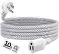 16 Gauge Braided Extension Cord 10 FT, 16/3 Flat Plug Power Cord Indoor by Seeklyze