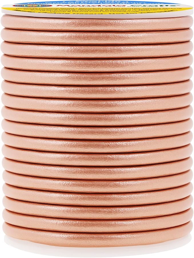 Mandala Crafts Round Genuine Rose Gold Leather Cord - Image 2