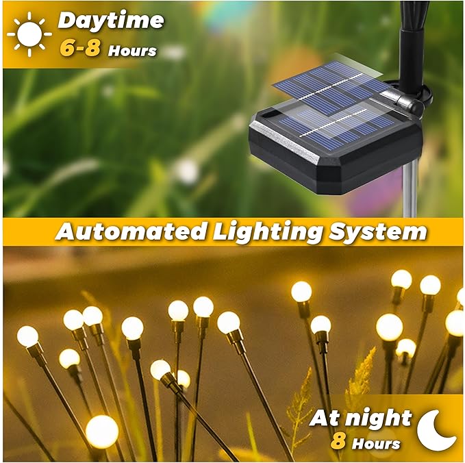 Solar Lights Outdoor-6Pack 48LEDs Solar Garden Firefly Lights Outside, Solar - Image 7