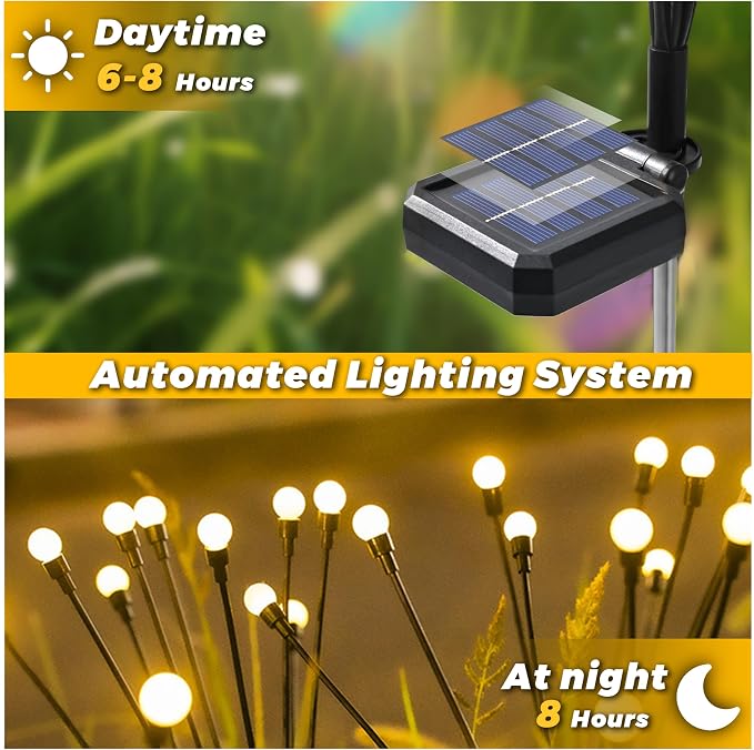 Solar Lights Outdoor-8Pack 64LEDs Solar Garden Firefly Lights Outside, Solar - Image 7