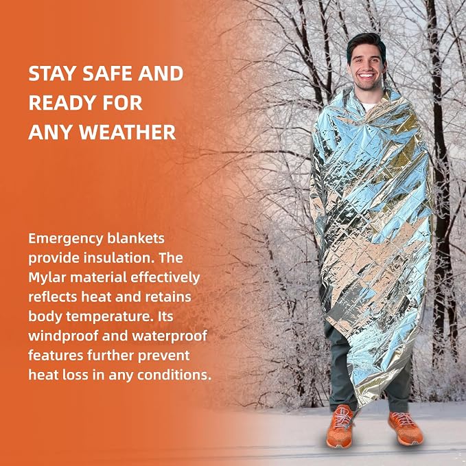 10 Pack Emergency Thermal Blanket Survival, Mylar Blankets - Image 3