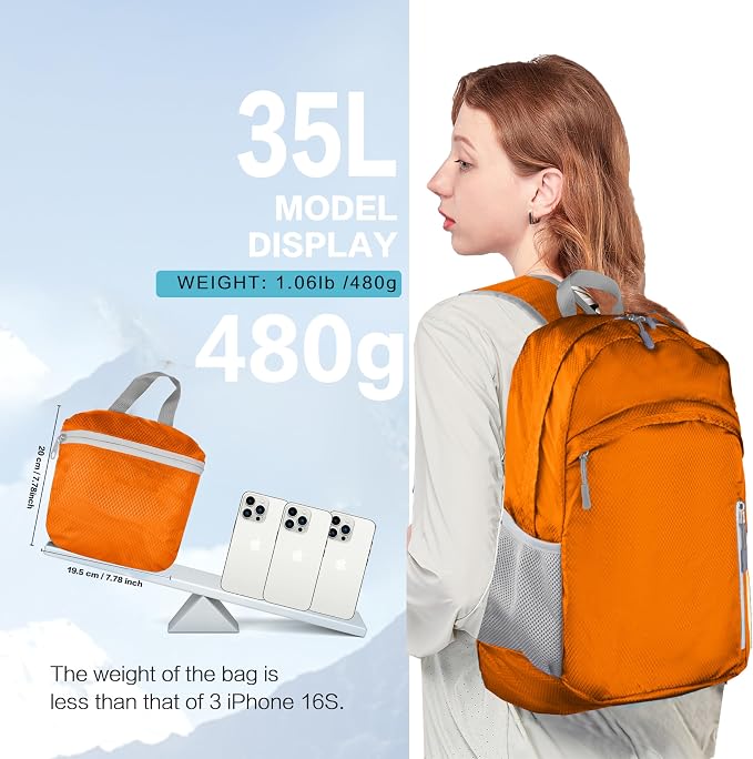 Waterproof Foldable Backpack Dry Storage Lightweight Daypack 35L Outdoor - Image 6