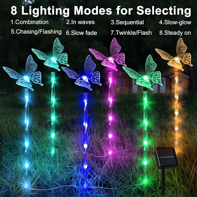 Set of 6 Arcylic Solar Butterfly Lights - Image 2
