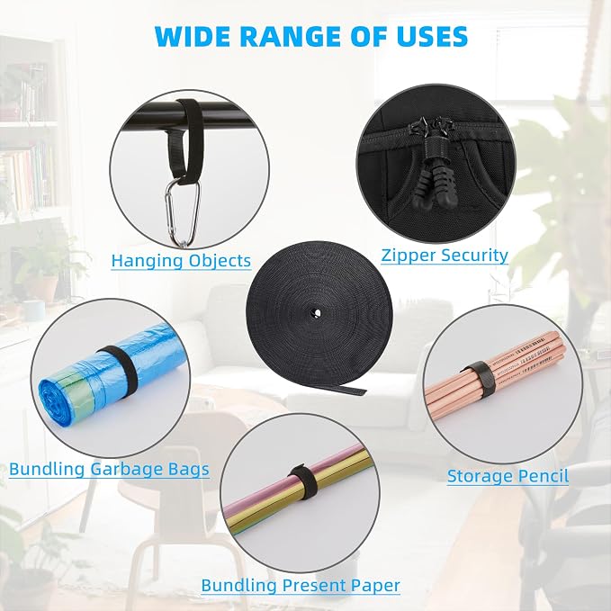 60 ft x 3/4 inch Hook and Loop Roll, Reusable Fastening Cable Ties, Office and - Image 6