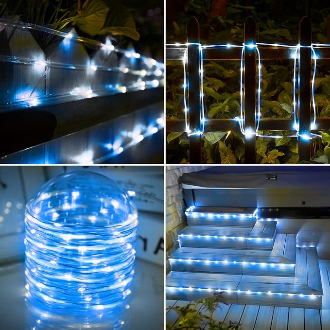 Solar Rope Lights, 66ft 200LED Solar String Lights, 8 Modes Waterproof Solar - Image 7