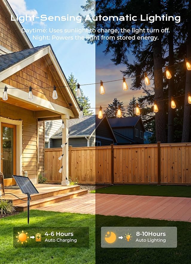 Brightown 108FT Solar String Lights Outdoor Waterproof, Patio Lights - Image 4