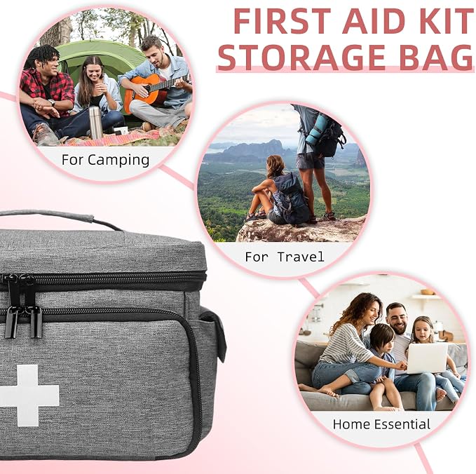 ALSLEA First Aid Bag Empty, Small Medicine Bag Portable Medical Supplies - Image 6