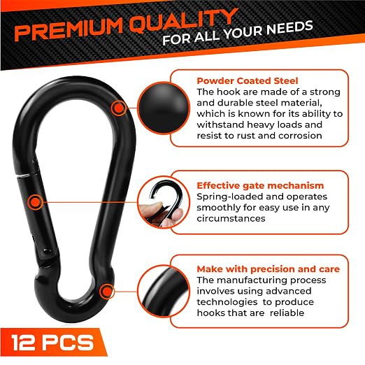 PAMAZY 12Pcs 2In Spring Snap Hooks, Utility Hook Clip, Heavy Duty Rope Connector - Image 3