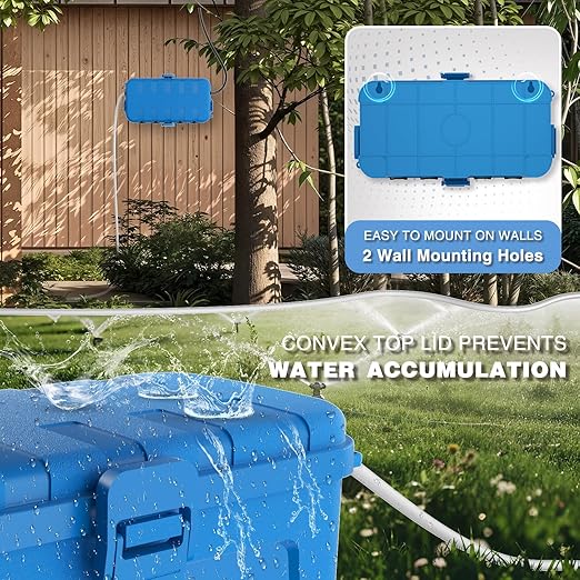 Flemoon Medium Outdoor Electrical Box, IP54 Waterproof Extension Cord Cover w/6 - Image 6