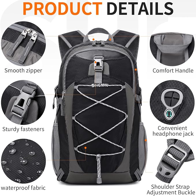 40L Hiking Backpack Lightweight Daypack Waterproof Travel Camping Backpack - Image 6