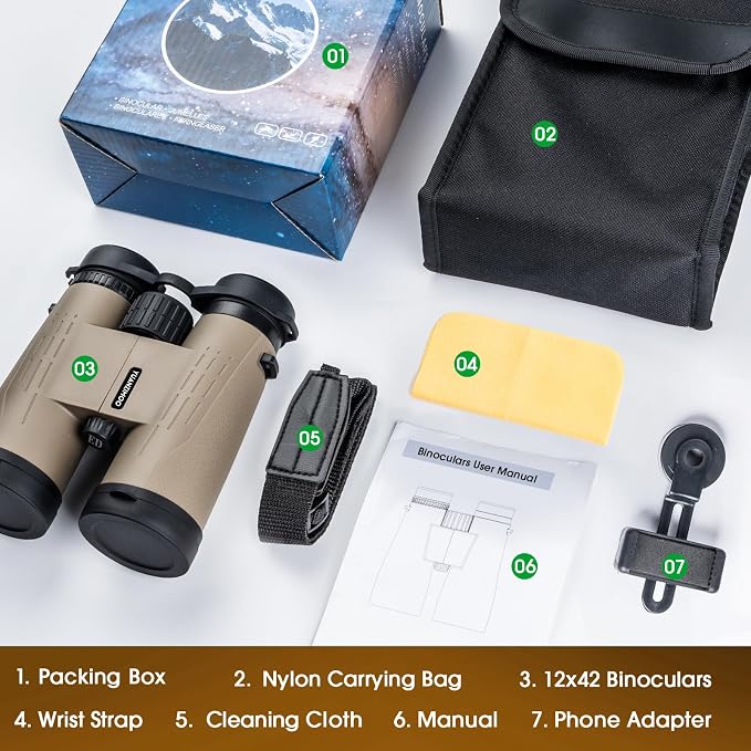 12x42 HD Binoculars for Adults High Powered Binoculars - Image 7