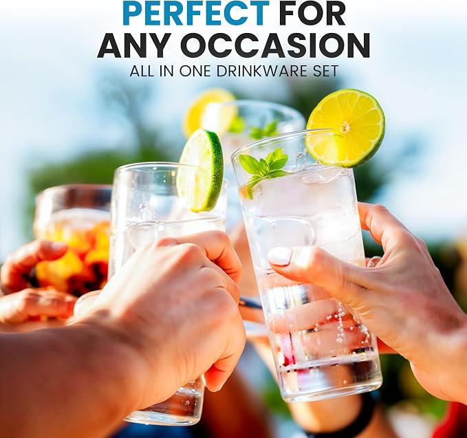Zulay Kitchen Plastic Drinking Glasses – Mixed 16oz & 12oz Acrylic Shatterproof - Image 7