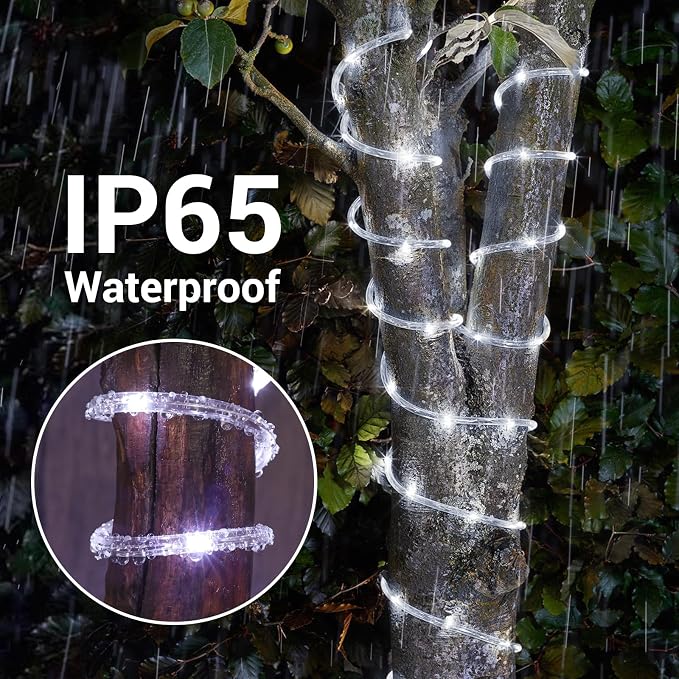 Solar Rope Lights, 2 Pack Total 132ft 400LED Solar String Lights, 8 Modes - Image 6