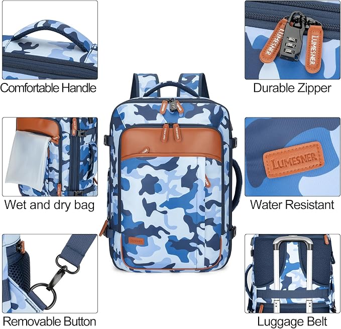 Lumesner Carry on Travel Backpacks, Extra Large 40L Flight Approved - Image 7