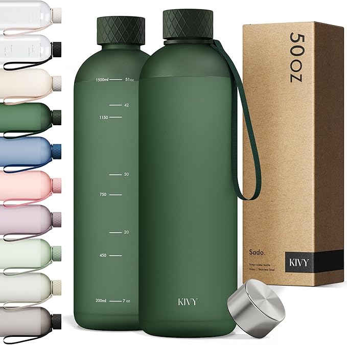 KIVY Large Water Bottle 50oz Fits Backpack & Cupholder by KIVY