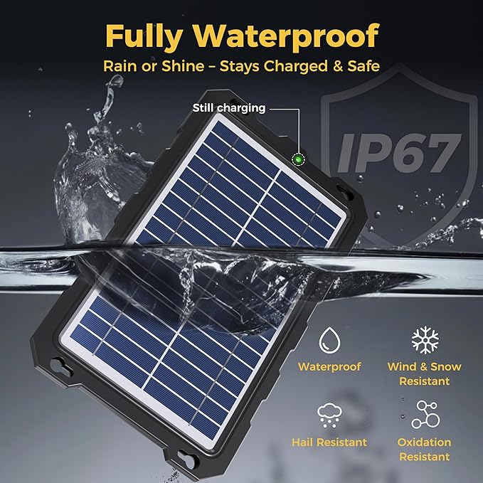 SUNAPEX 12V Solar Battery Charge: 8W Waterproof Portable Solar Panel Kit - Image 3