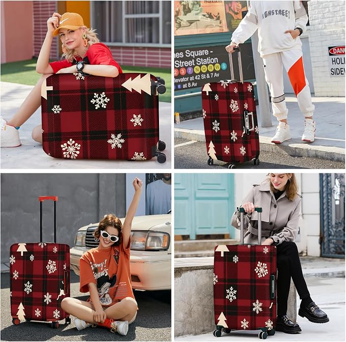 ANNA QUEEN Christmas Plaid Luggage Cover, Stretchable Washable Travel Sleeve - Image 7