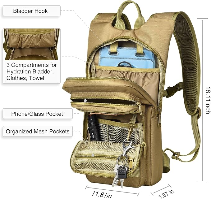 NOOLA Hydration Backpack with 3L TPU Water Bladder, Tactical Molle Water - Image 5