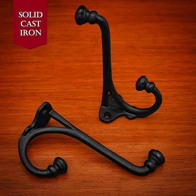 Mystic Colonial Rustic Cast Iron Wall Hooks Heavy Duty Retro Utility Hooks - Image 8