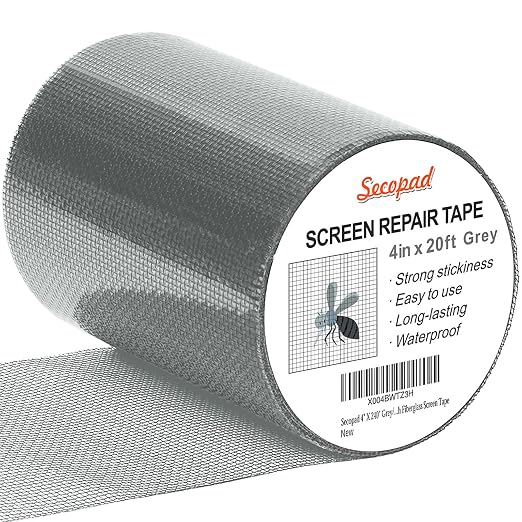 Secopad Grey Window Screen Repair Tape, 4IN X 20FT Screen Repair Kit by Secopad