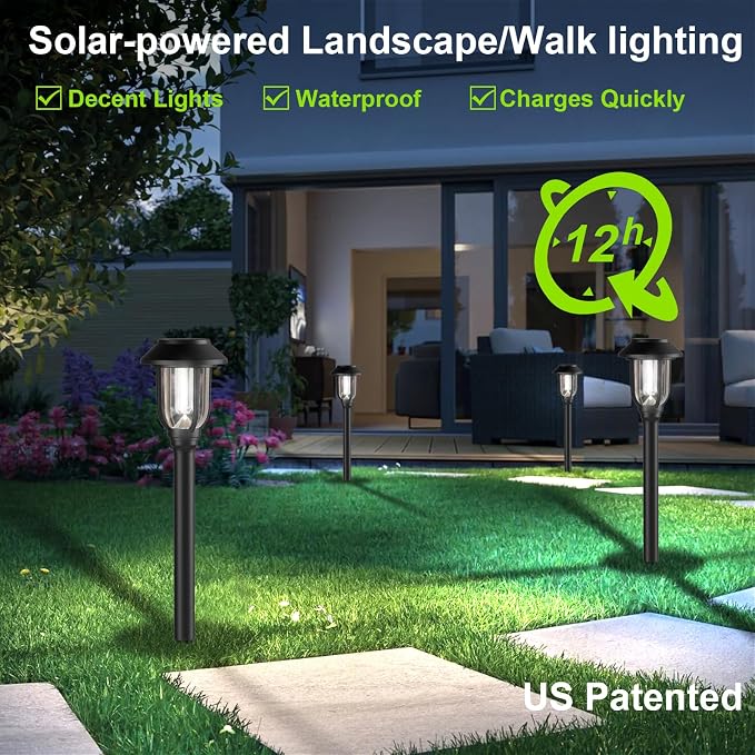 ILANCK 12 Pack Solar Lights Outdoor, 6000K Bright Solar Pathway Lights - Image 2