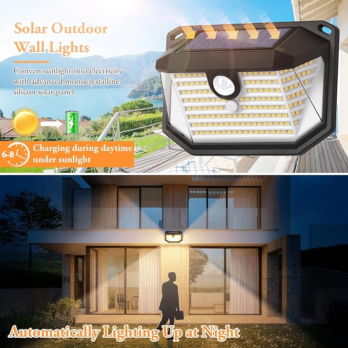 2-Pack Solar Outdoor Lights, Super Bright Solar Powered Motion Sensor Outdoor - Image 2