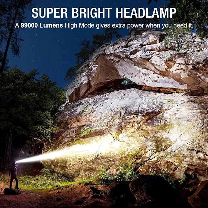 1Pack Rechargeable Headlamp Super Bright, 99000 Lumens LED Head Lamp - Image 2