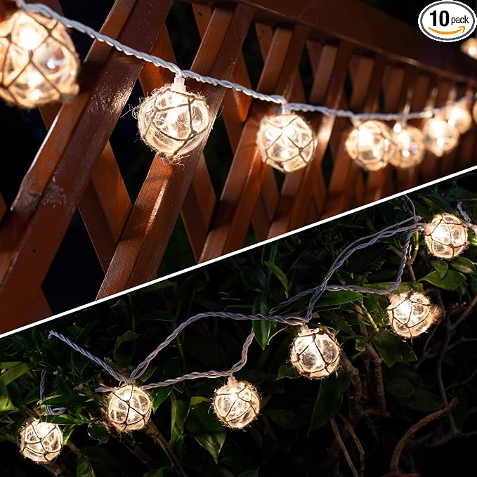 Nautical Fish Float String Lights Outdoor, Beach String Lights Set of 10 Clear by Brillarlights