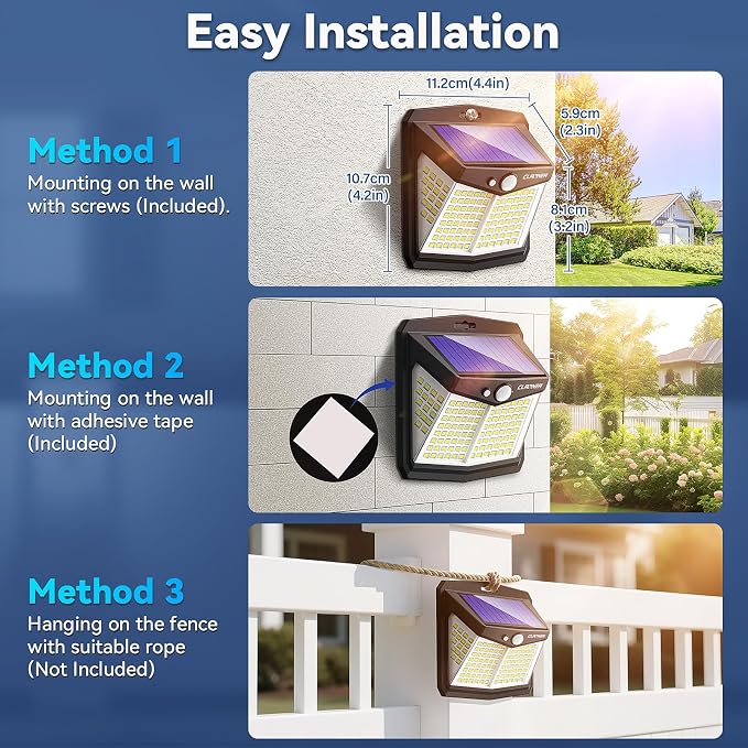 CLAONER Solar Lights Outdoor, Motion Sensor Lights 3 Working Modes - Image 6