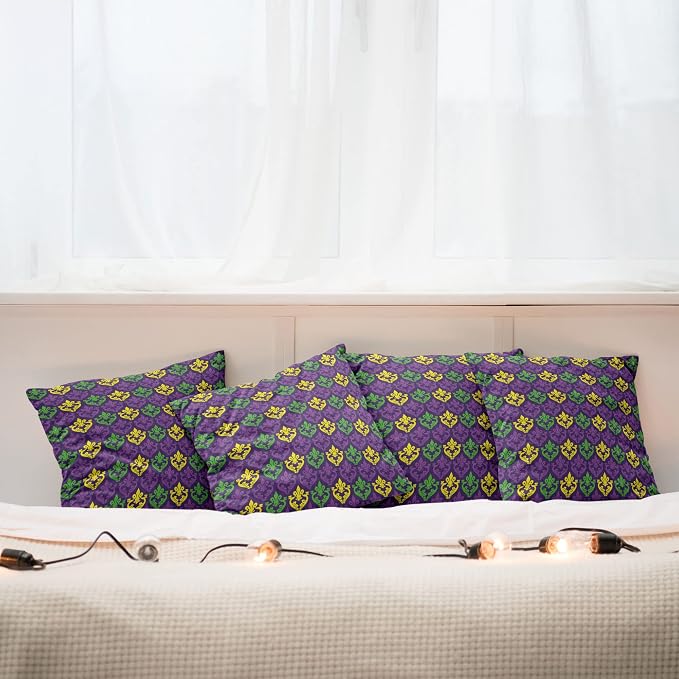 Ambesonne Mardi Gras Decorative Throw Pillow Case Pack of 4, Antique Old - Image 6
