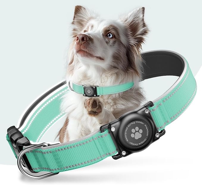 AirTag Dog Collar, IP68 Waterproof Air Tag Dog Collar Holder, Reflective by FURRIGO