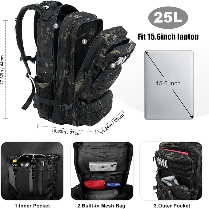 Military Tactical Backpack 25L Day Backpack - Image 3