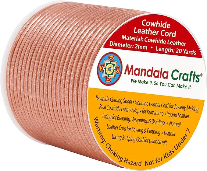 Mandala Crafts Round Genuine Rose Gold Leather Cord by MandalaCrafts