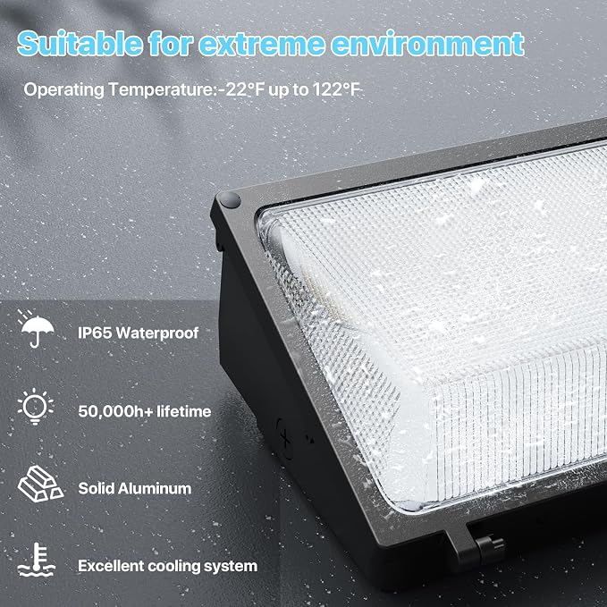 HYPERLITE LED Wall Pack Light: 120W 18000LM Glass Lens Wall Pack LED Exterior - Image 8