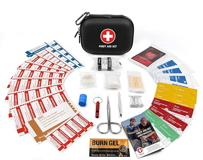 Mini First Aid Kit, 100 Pieces Water-Resistant Hard Shell Small Case - Image 4