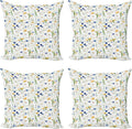 Ambesonne Flower Decorative Throw Pillow Case Pack of 4, Wild Flowers Poppies by Ambesonne