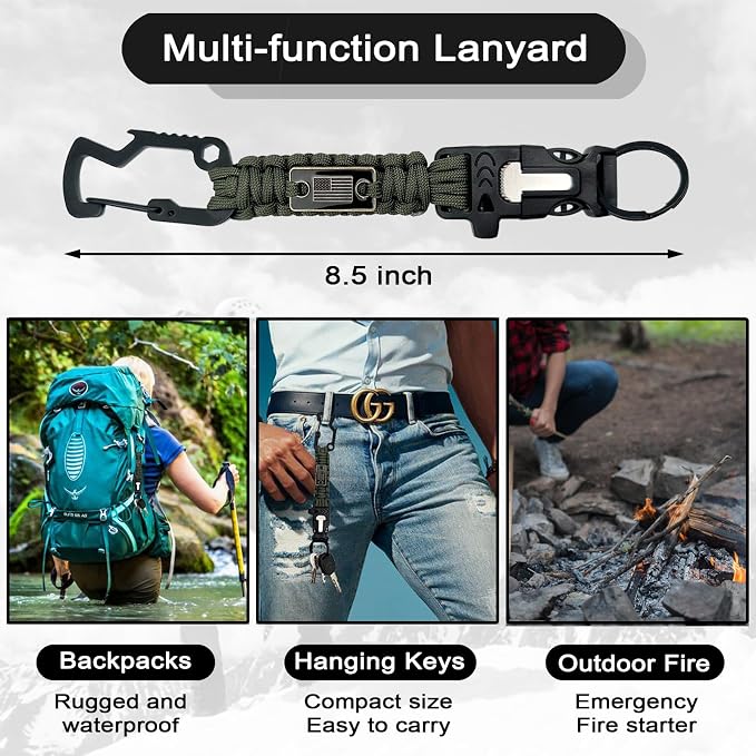 DDOUT Heavy Duty Paracord Lanyard 550 Paracord Braided Keychain - Image 4