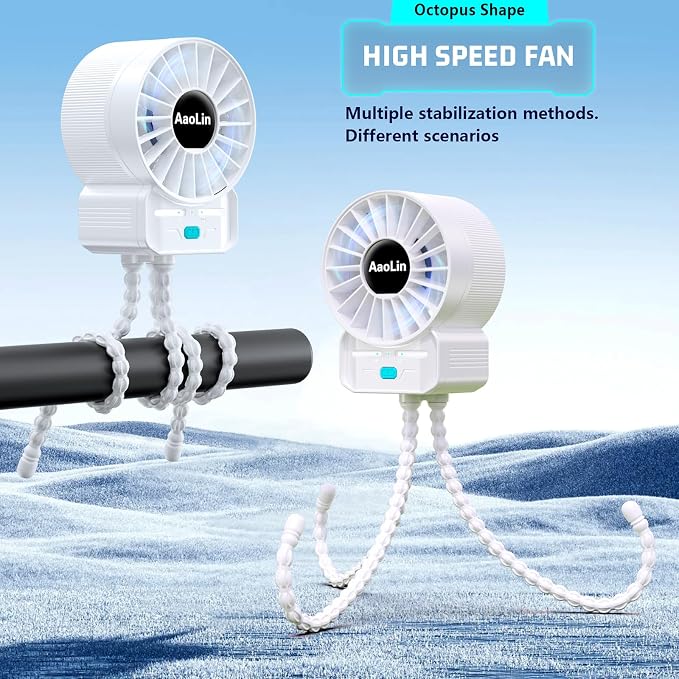 multifunctional USB rechargeable portable stroller small fan 4 speed 6600rpm - Image 2