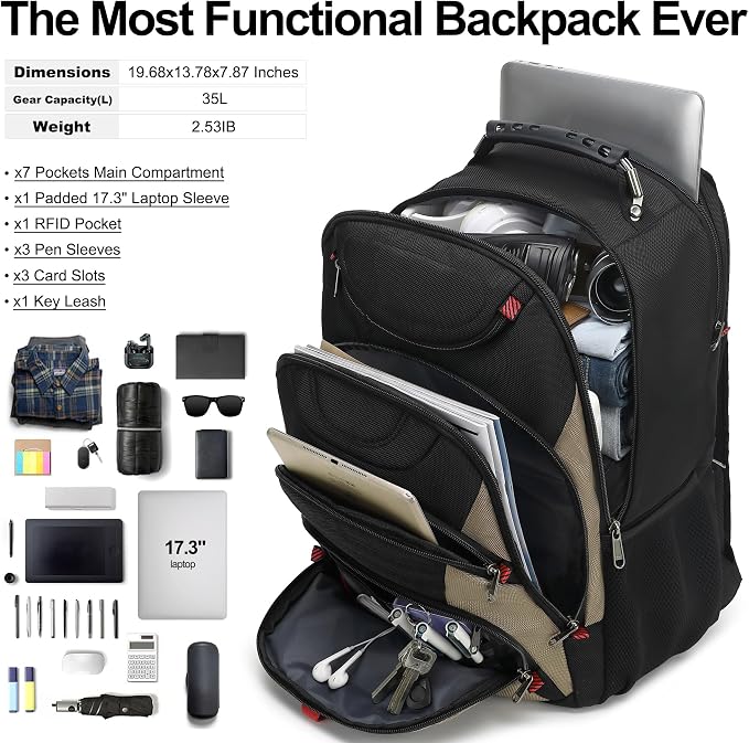 Boavan Laptop Backpack for men, 17.3 inch Laptop Bag - Image 5