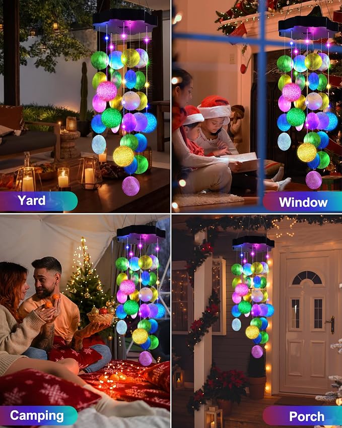 Toodour Solar Wind Chimes for Outside, Hanging Pastel Lights - Image 5
