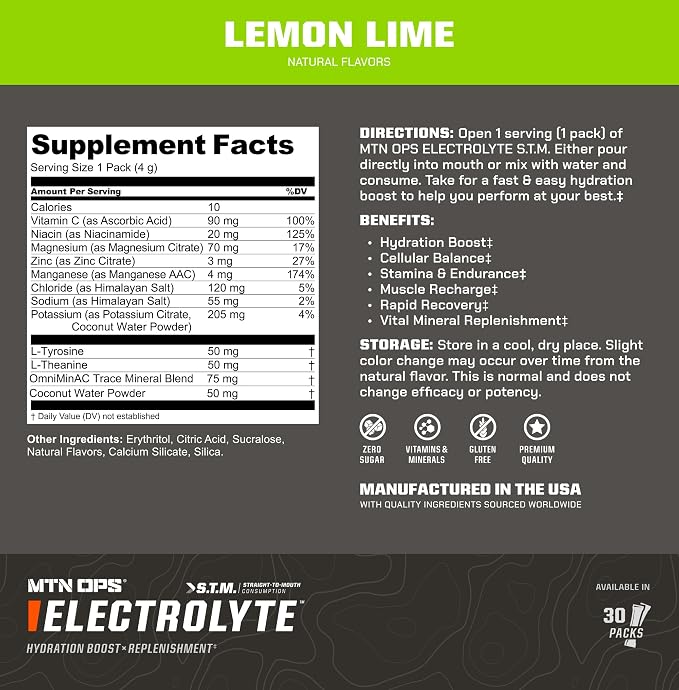 MTN OPS Electrolytes Powder Packets, Sugar Free Hydration Packets, Gluten-Free - Image 8