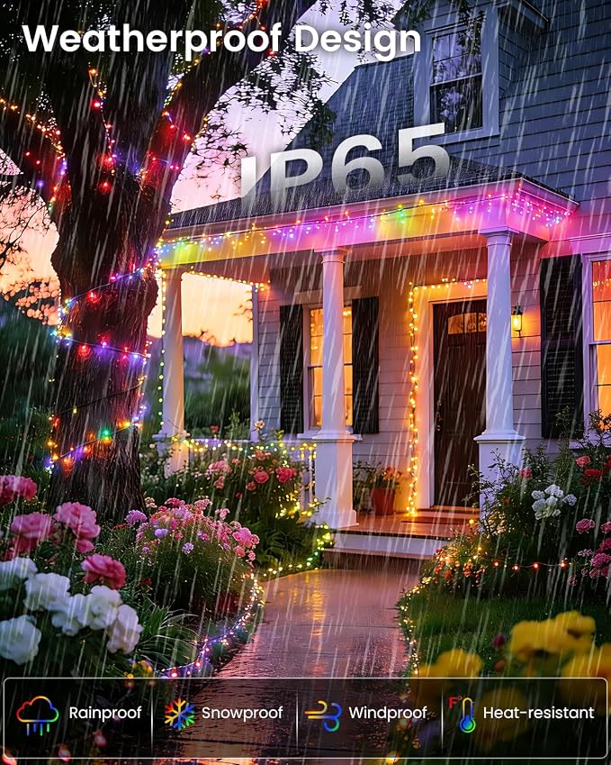 OZS 4 Pack 320LED Solar Christmas String Lights Outdoor, Waterproof 8 Modes - Image 4